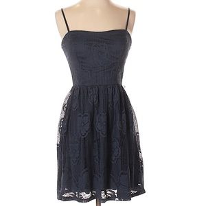 Trixxi navy blue dress with lace overlay.